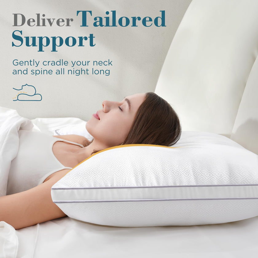 viewstar Bed Pillows Queen Size 2 Pack, Firm Support Gusseted Side Sleeper Hotel Pillow for Back and Stomach Sleeping, White 🍁 All In One Marketplace Canada