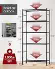 Sakugi 5 Tier Shelf - Heavy Duty Metal Storage Shelves with Adjustable Leveling Feet, Large Capacity Shelving Unit with Multiple Hooks for Kitchen, Pantry, Office (84 x 32 x 183 cm, Black) 🍁 All In One Marketplace Canada