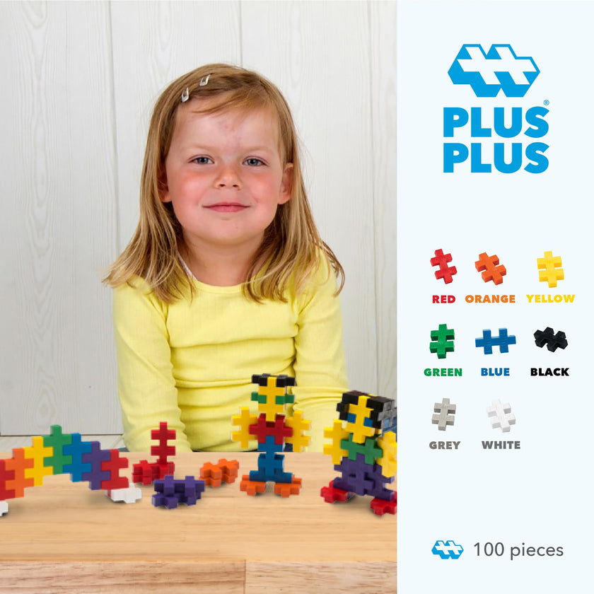 PLUS PLUS - 100 Pcs 30 x 50 mm Big Basic Colors Mix Building Blocks 🍁 All In One Marketplace Canada