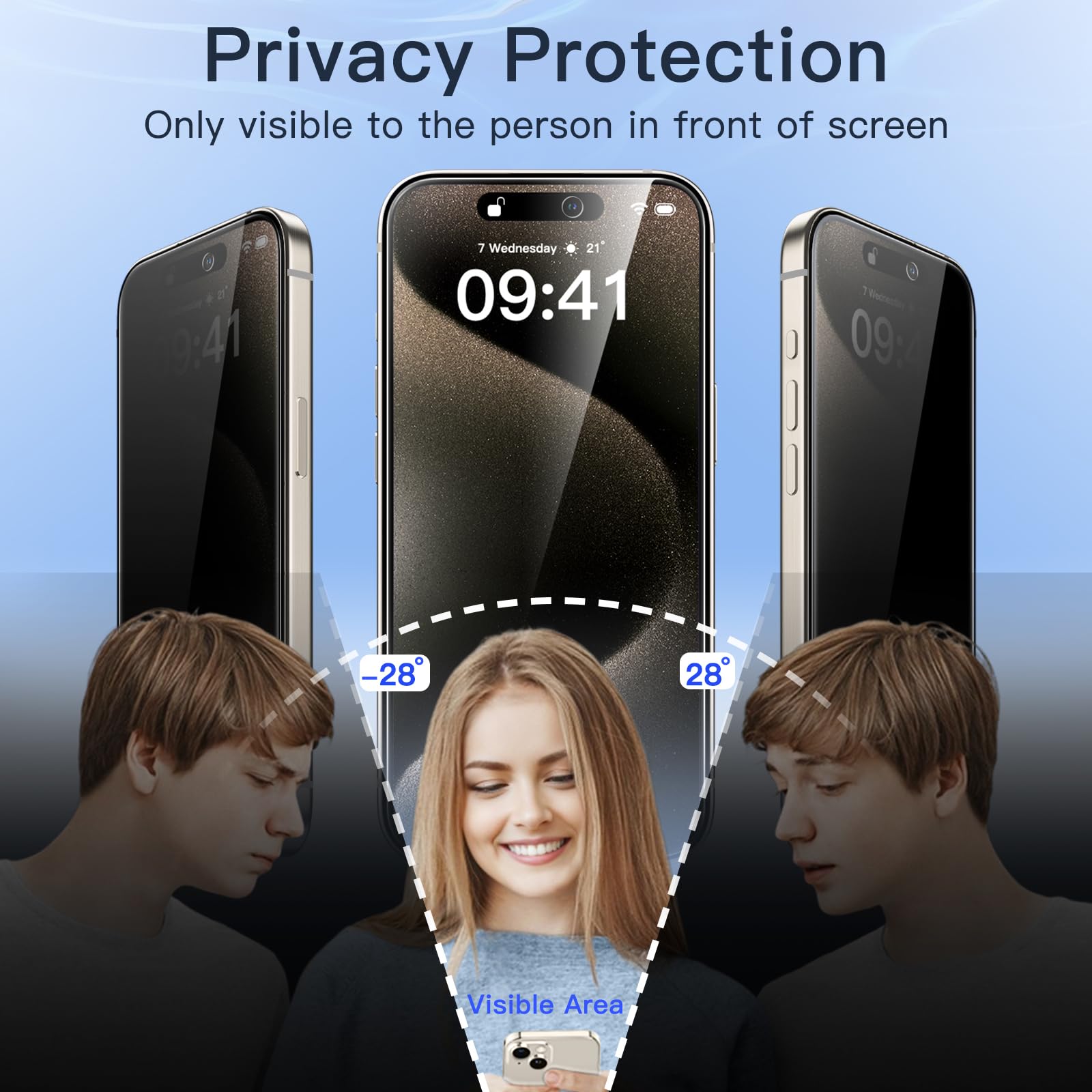 JETech Privacy Screen Protector for iPhone 15 Pro Max 6.7-Inch, Anti-Spy Tempered Glass Film with Easy Installation Tool, 2-Pack 🍁 All In One Marketplace Canada