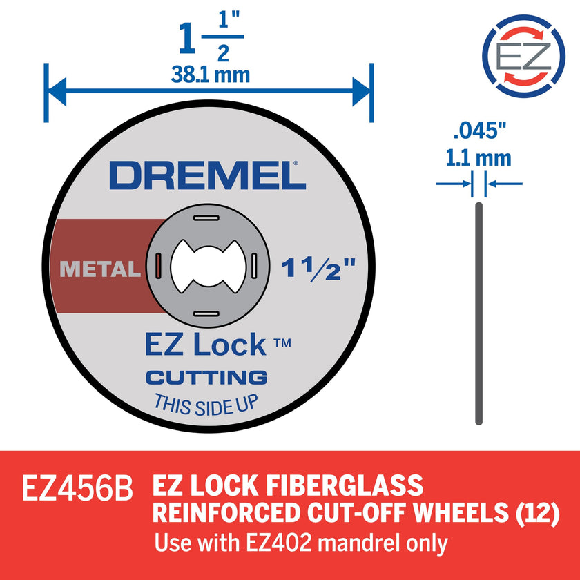 Dremel EZ456B 1 1/2-Inch EZ Lock Rotary Tool Cut-Off Wheels- Rotary Tool Cutting Accessories, Perfect for Slicing Sheet Metal and Copper Pipe, 12 Pieces 🍁 All In One Marketplace Canada