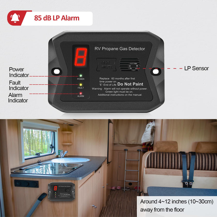 RV Propane Gas Detector, Digital Propane/LP Gas Alarm-12V DC for Motorhome Travel Trailer, Motor Coach, Truck Camper, (R501 Black) 🍁 All In One Marketplace Canada