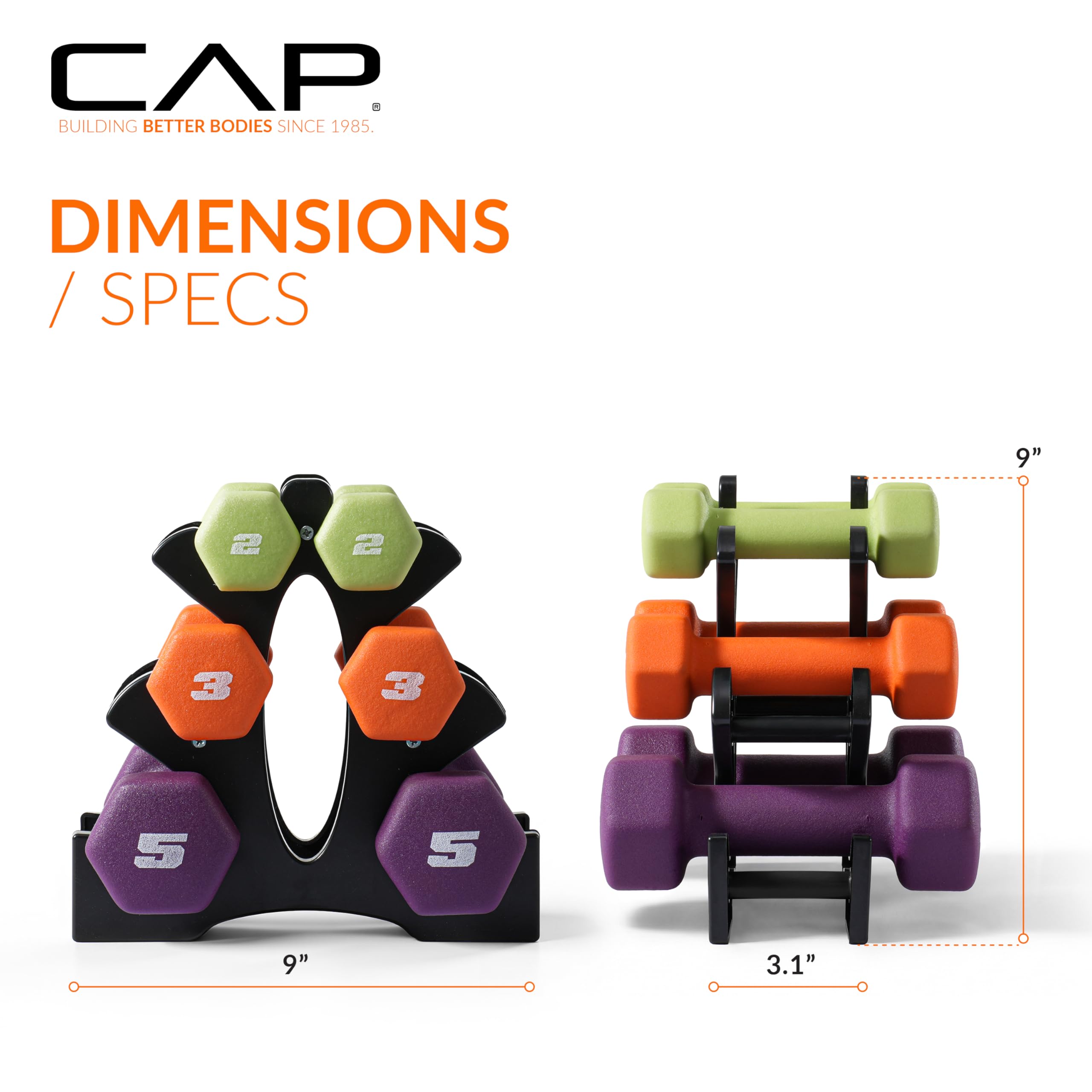 CAP Barbell 20 lb Neoprene Dumbbell Set with Rack |Includes 2, 3, 5 lb Pairs 🍁 All In One Marketplace Canada