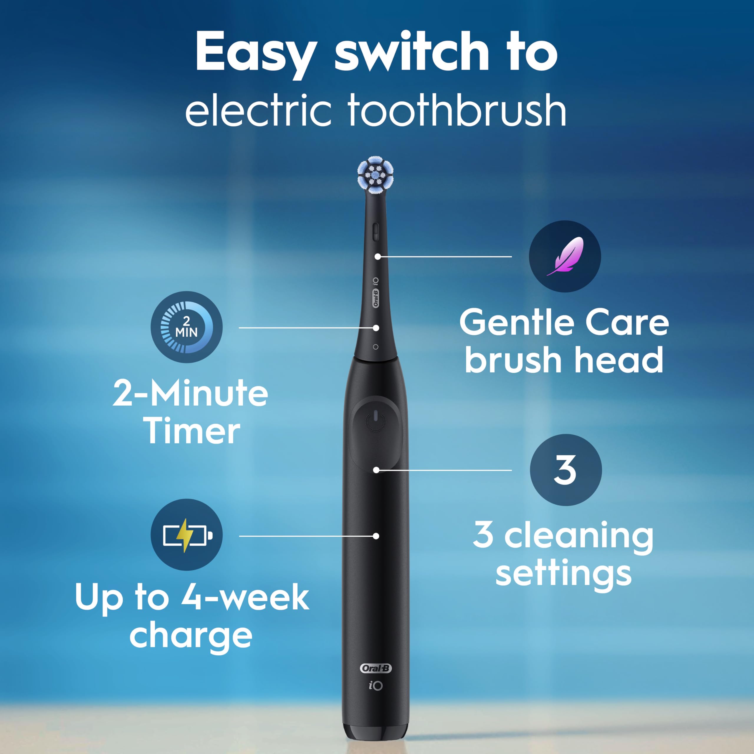 Oral-B iO2 Electric Toothbrush, for an Easy Switch to Electric, Night Black, Rechargeable Electric Toothbrushes, iO Series 2 Limited with 1 Power Toothbrush, 1 Brush Head, and 1 Travel Case 🍁 All In One Marketplace Canada
