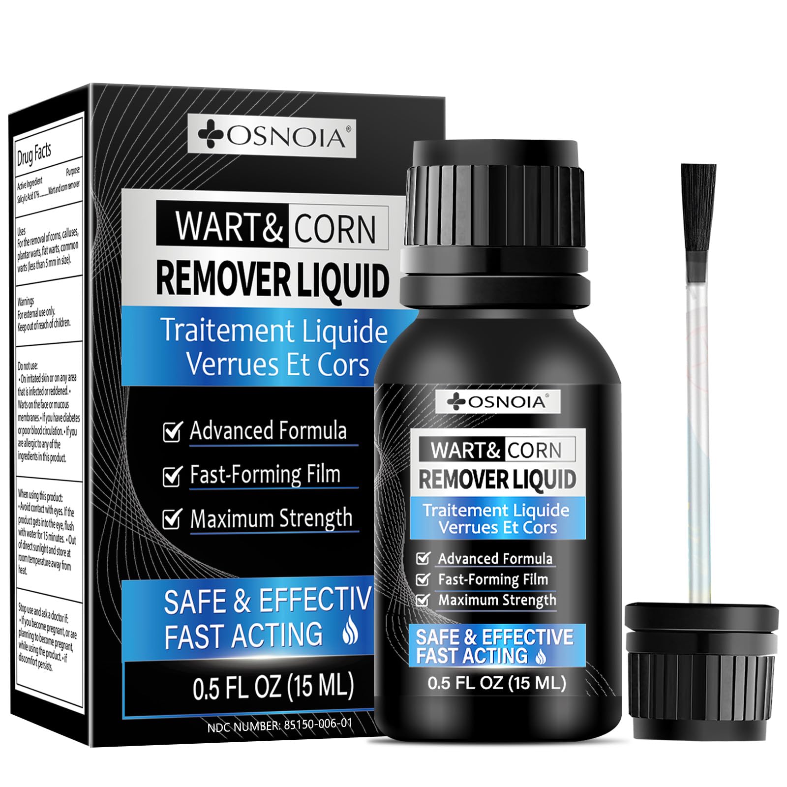 OSNOIA Extra Strength Wart Remover Liquid with 17% Salicylic Acid, Fast Acting Treatment for Plantar & Common Warts, Corn Remover for Feet and Toes (15ml, Wart Remover Set) 🍁 All In One Marketplace Canada