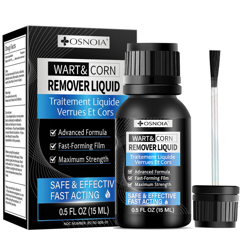 OSNOIA Extra Strength Wart Remover Liquid with 17% Salicylic Acid, Fast Acting Treatment for Plantar & Common Warts, Corn Remover for Feet and Toes (15ml, Wart Remover Set) 🍁 All In One Marketplace Canada