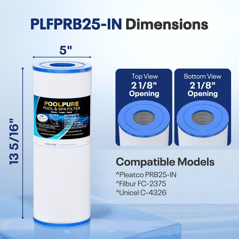 POOLPURE PLFPRB25-IN Hot Tub Filter Replace Unicel C-4326, Guardian 413-106, Filbur FC-2375, FC-2370, 3005845, 17-2327, 100586, 33521, 25392, 817-2500, 5X13 Drop in Spa Filter 2 Pack 🍁 All In One Marketplace Canada