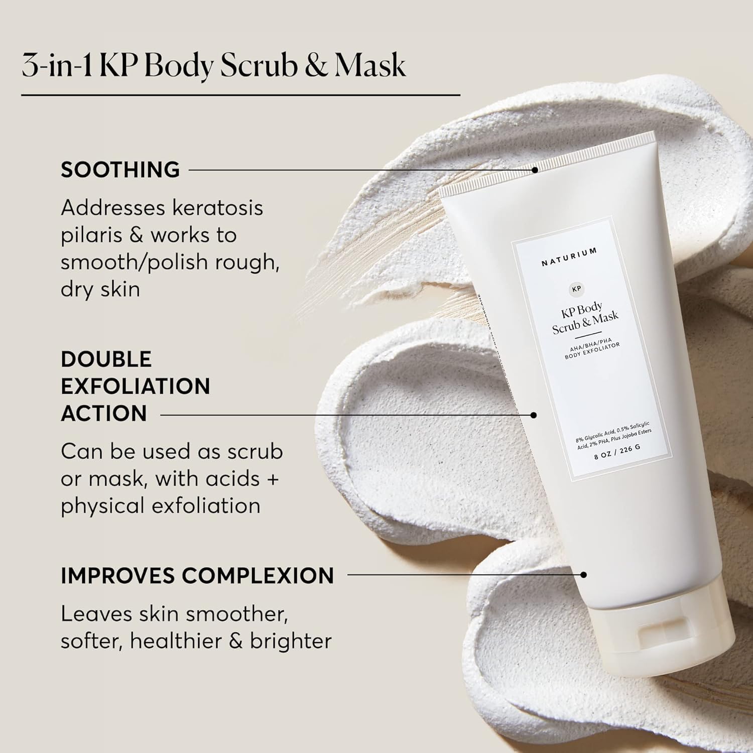 Naturium KP Body Scrub & Mask | Exfoliant for Rough and Bumpy Skin, With AHA, BHA & PHA | 8 OZ / 226 g 🍁 All In One Marketplace Canada
