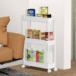 SPACELEAD Slim Storage Cart,3 Tier Bathroom Rolling Utility Cart Storage Organizer Slide Out Cart, Mobile Shelving Unit Organizer Trolley for Office Bathroom Kitchen Laundry Room Narrow Places, White 🍁 All In One Marketplace Canada