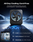 Otlonpe Personal Portable Desk Fan, 4000mAh Small Rechargeable Portable Fan Battery Operated & USB Powered for Travel Sleeping Bedroom Office Home Table, Cordless, Quiet, 4-Speed, 6.5 Inch (Black) 🍁 All In One Marketplace Canada
