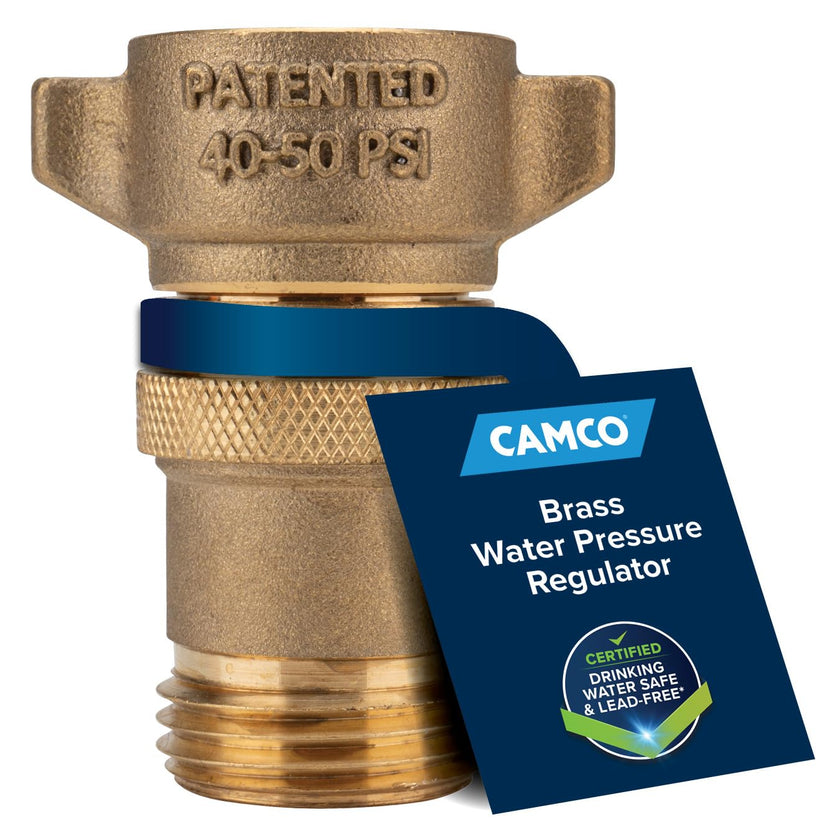 Camco Brass Camper/RV Water Pressure Regulator – Protects RV Kitchen Small Appliances, Plumbing & Hoses – Reduces RV Water Pressure to Safe & Consistent 40-50 PSI – Drinking Water Safe (40055) 🍁 All In One Marketplace Canada