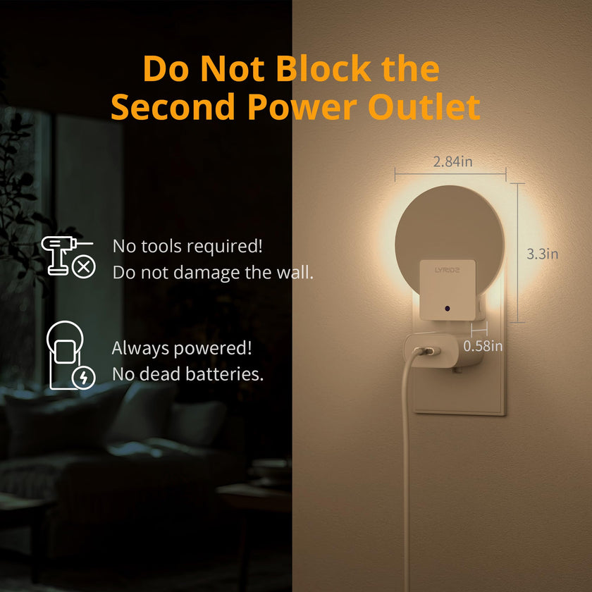 Lyridz Backlit Night Light Plug-in,[4 Pack] Glare-Free Indirect Glow, Dusk to Dawn Sensor, 1-50LM Dimmable Veilleuse, 2700K Warm White for Bedroom, Bathroom, Hallway 🍁 All In One Marketplace Canada