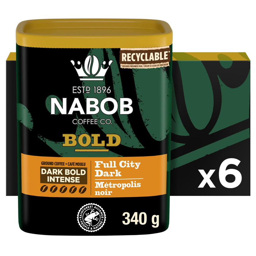 Nabob Dark Bold Roast Full City Dark Ground Coffee, 340g Canister (Pack of 6) 🍁 All In One Marketplace Canada