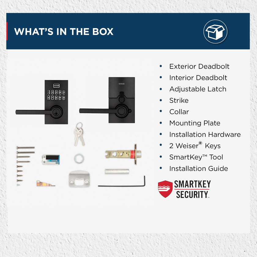 Weiser Smartcode 10 Matte Black Keyless Entry Door Lock with Handle/Deadbolt Lock, Keypad Door Lock with Auto Lock, Up to 30 User Codes, Electronic Door Handles/Door Locks for Entry Door & Garage 🍁 All In One Marketplace Canada