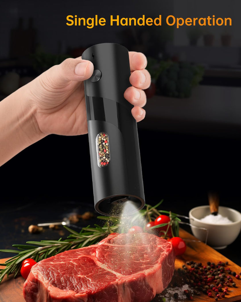 CIRCLE JOY Electric Salt and Pepper Grinder Set with Charging Base, Rechargeable Automatic Pepper Mill Grinder with Adjustable Coarseness, Easy Filling 110ml Large Capacity with Led for Home Kitchen 🍁 All In One Marketplace Canada