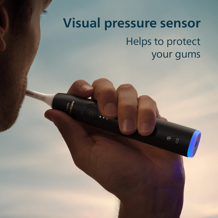 Philips Sonicare 6100 Series Electric Toothbrush - Next-Generation Sonicare Technology, Pressure Sensor, 6 Brushing Settings, SmarTimer, BrushPacer, 21-day Runtime, Travel Case, Black, Model HX7401/06 🍁 All In One Marketplace Canada