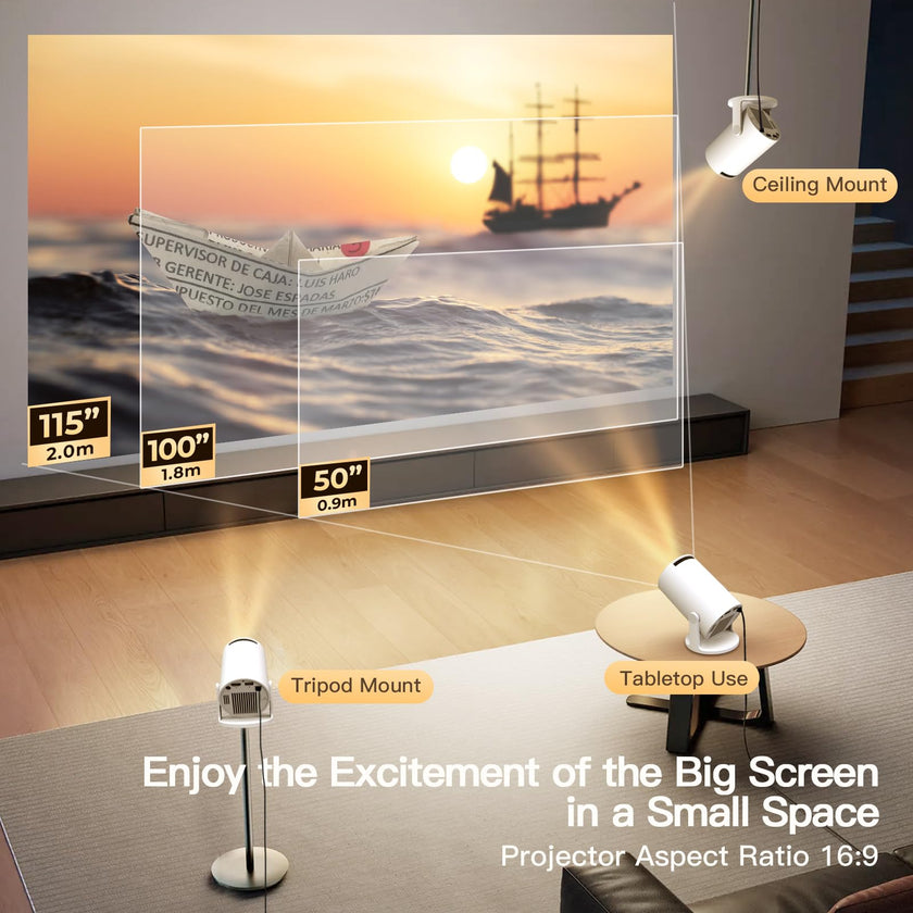 [Built-in Apps & 2026 Upgraded] WEMI Mini Portable Projector Mini Projecteur Portatif with WiFi 6 and Bluetooth 5.4 for Bedroom Smart Movie for iPhone Cell Phone Android OptiBarrel 500 🍁 All In One Marketplace Canada
