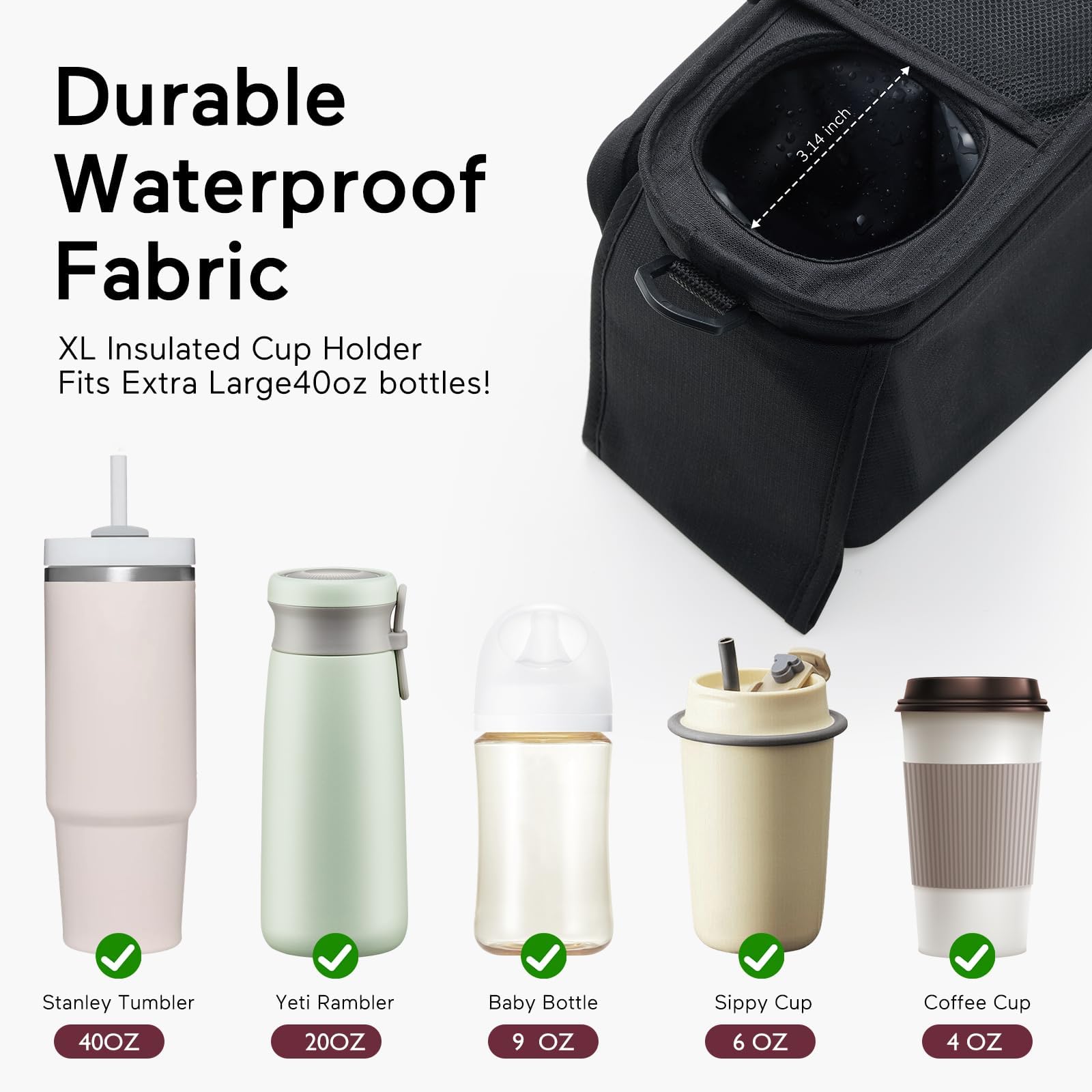 Universal Stroller Organizer with Insulated Cup Holder by Momcozy - Detachable Phone Bag & Shoulder Strap, Fits for Stroller like Uppababy, Baby Jogger, Britax, BOB, Umbrella and Pet Stroller 🍁 All In One Marketplace Canada