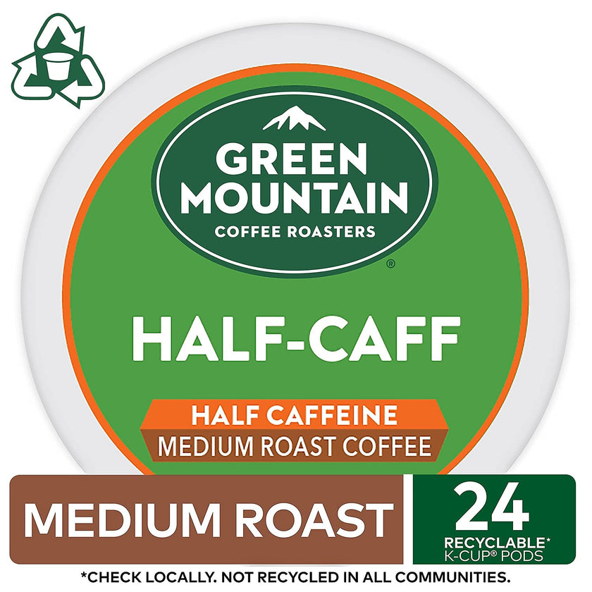 Green Mountain Coffee Half-Caff, Decaf, Medium/Dark Roast Coffee, 24 count 🍁 All In One Marketplace Canada