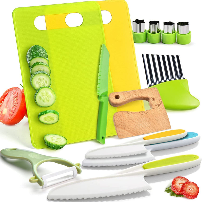 Montessori Kitchen Tools for Toddlers-Kids Cooking Sets Real-Toddler Safe Knives Set (13pcs) 🍁 All In One Marketplace Canada