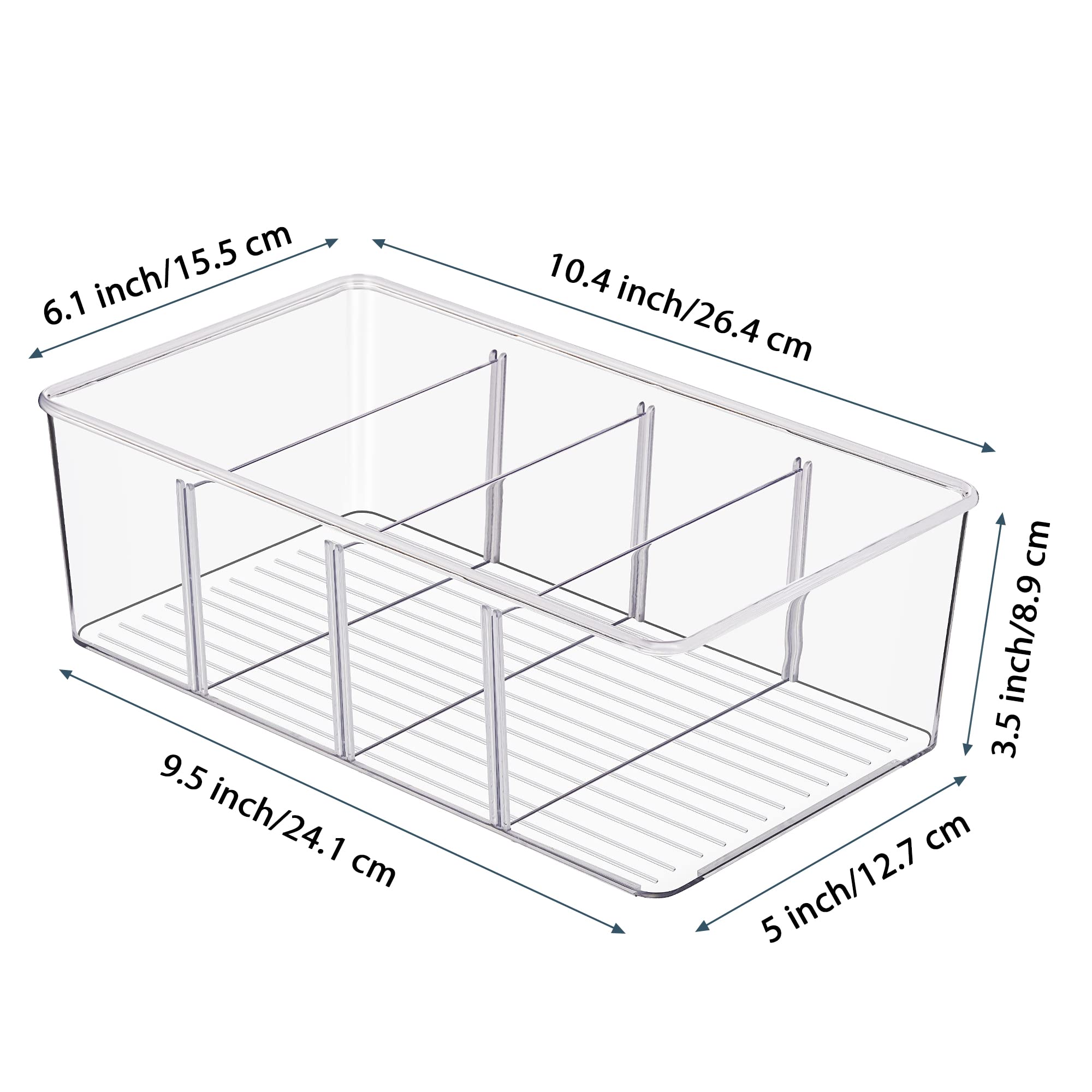 Vtopmart 4 Pack Food Storage Organizer Bins, Clear Plastic Bins for Pantry, Kitchen, Fridge, Cabinet Organization and Storage, 4 Compartment Holder for Packets, Tea, Snacks, Pouches, Spice Packets 🍁 All In One Marketplace Canada