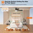 addlon Ceiling Fans with Lights, 42 Inch Low Profile Ceiling Fan with Light and Remote Control, Flush Mount, Reversible, 3CCT, Dimmable, Quiet, Black Small Ceiling Fan for Bedroom Indoor/Outdoor Use 🍁 All In One Marketplace Canada