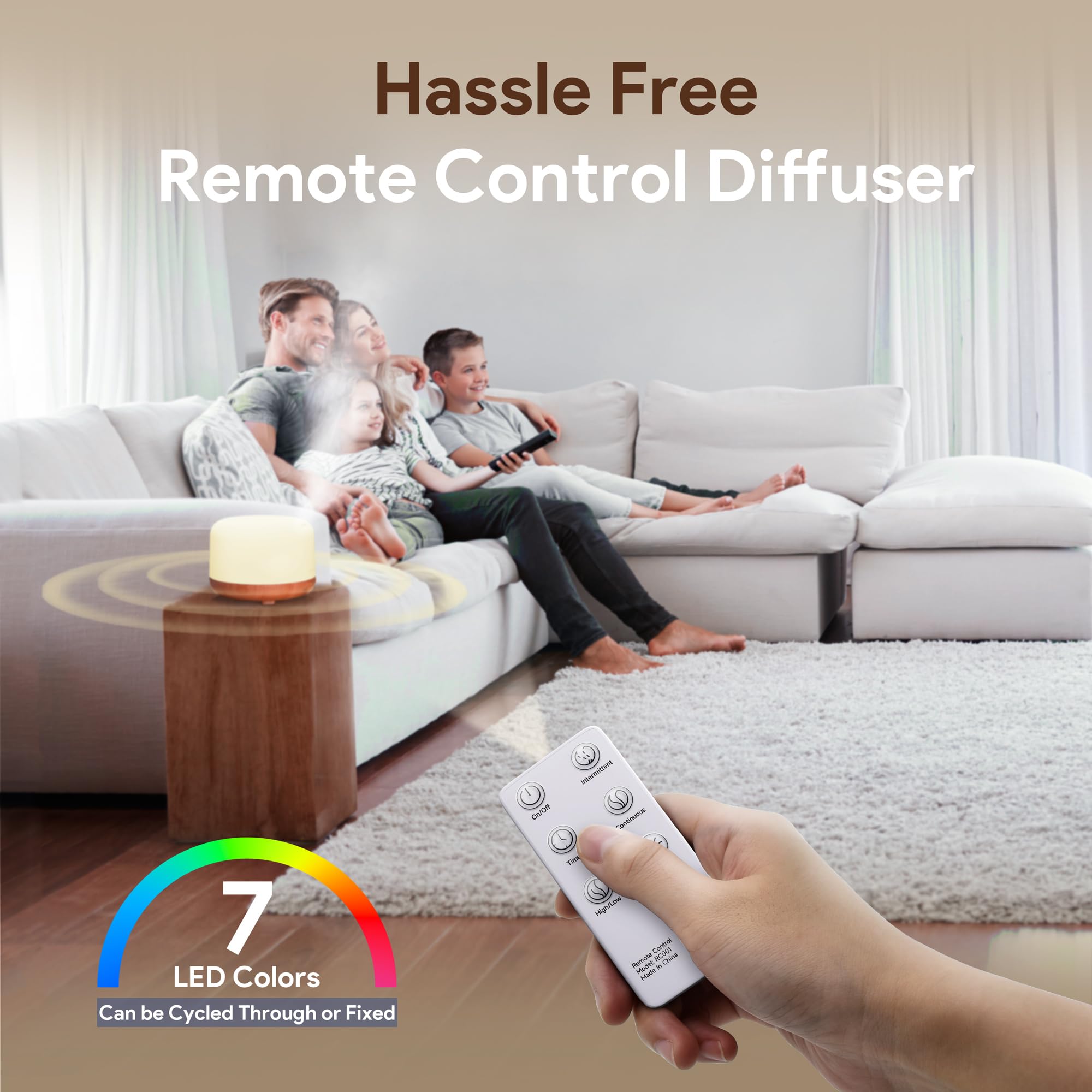 ASAKUKI 500ml Essential Oil Diffuser, 5 in 1 Premium Ultrasonic Aromatherapy Fragrant Oil Vaporizer Humidifier with Remote Control, 3 Timer and Auto-Off Safety Switch, 7 LED Light Colors 🍁 All In One Marketplace Canada