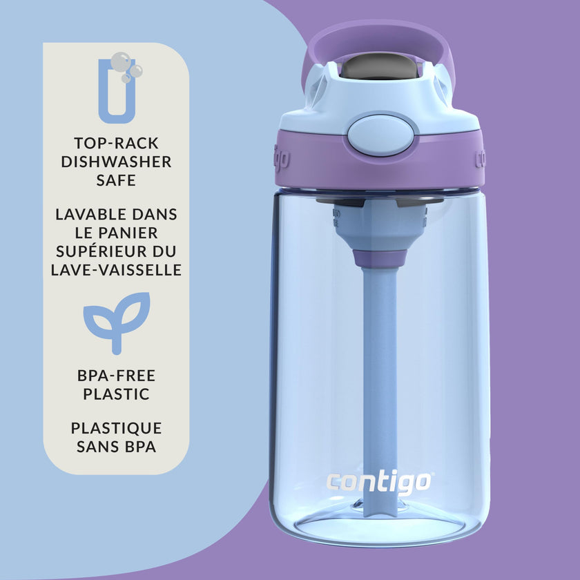 Contigo Kids Aubrey Straw Water Bottle with Leak-Proof Lid, BPA-Free Plastic, Dishwasher Safe, Periwinkle & Amethyst, 14 oz (414 mL) 🍁 All In One Marketplace Canada