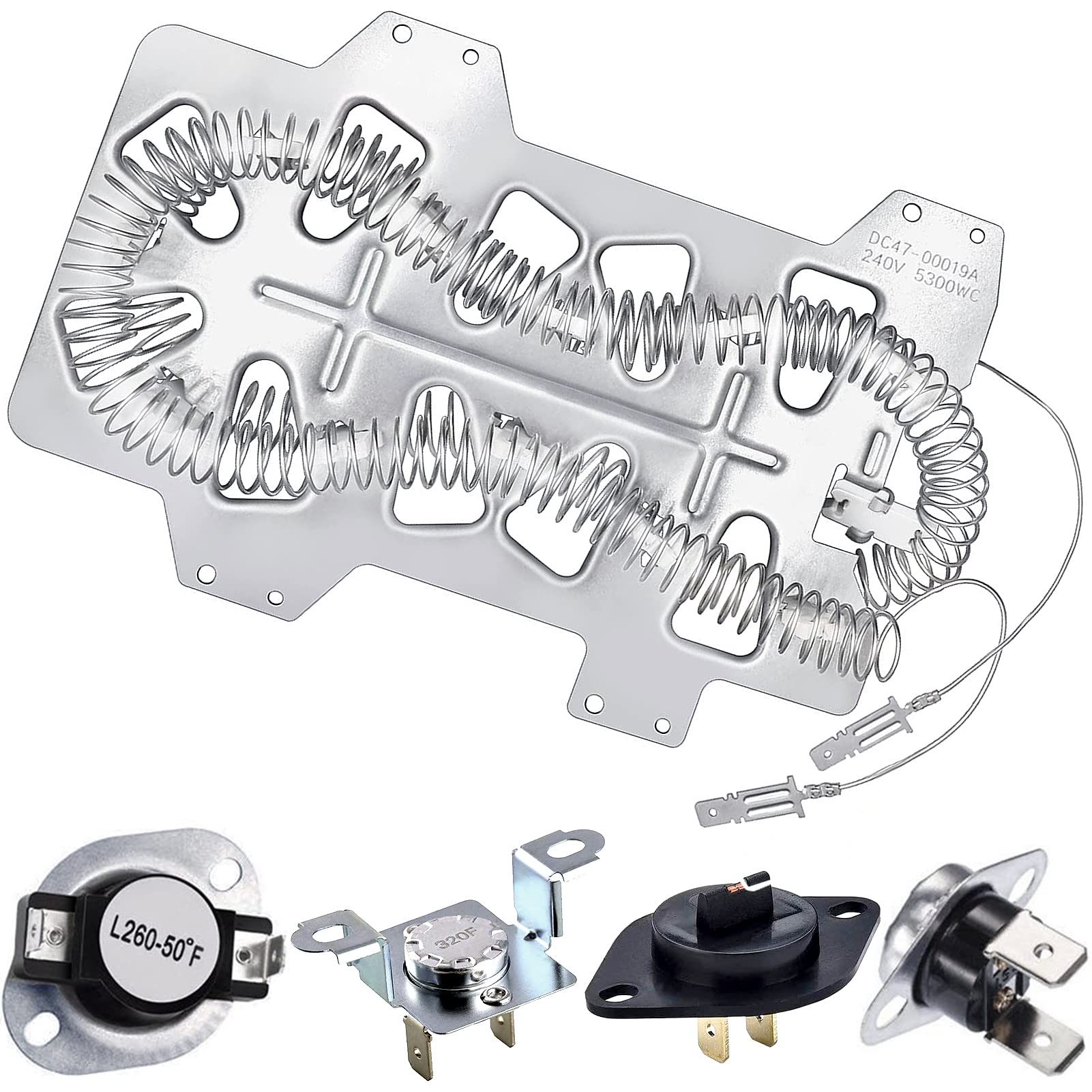 DC47-00019A Dryer Heating Element for Samsung, Dryer Thermal Fuse DC96-00887A & DC47-00016A, Thermistor DC32-00007A, Thermostat DC47-00018A, Dryer Repair Kit for Samsung DV42h5000EW/A3 DV45h7000EW/A2 🍁 All In One Marketplace Canada
