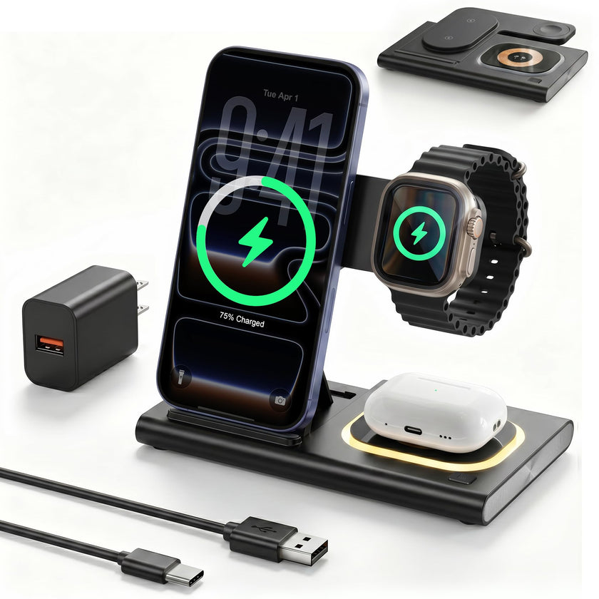 3 in 1 Foldable Wireless Fast Charging Station for Apple Multiple Devices 🍁 All In One Marketplace Canada