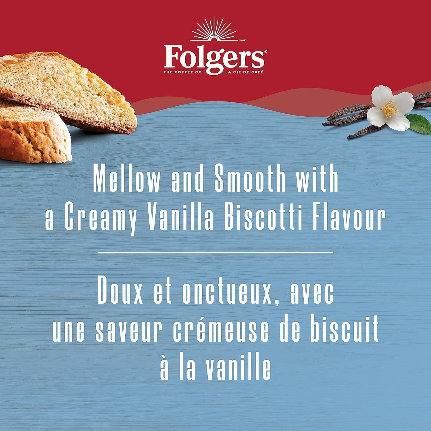 Folgers Vanilla Biscotti Flavoured Light Roast Coffee Pods, Single Serve One Cup Pods made with Arabica Beans for Hot or Iced Drinks, 30 Count (Pack of 1) 🍁 All In One Marketplace Canada