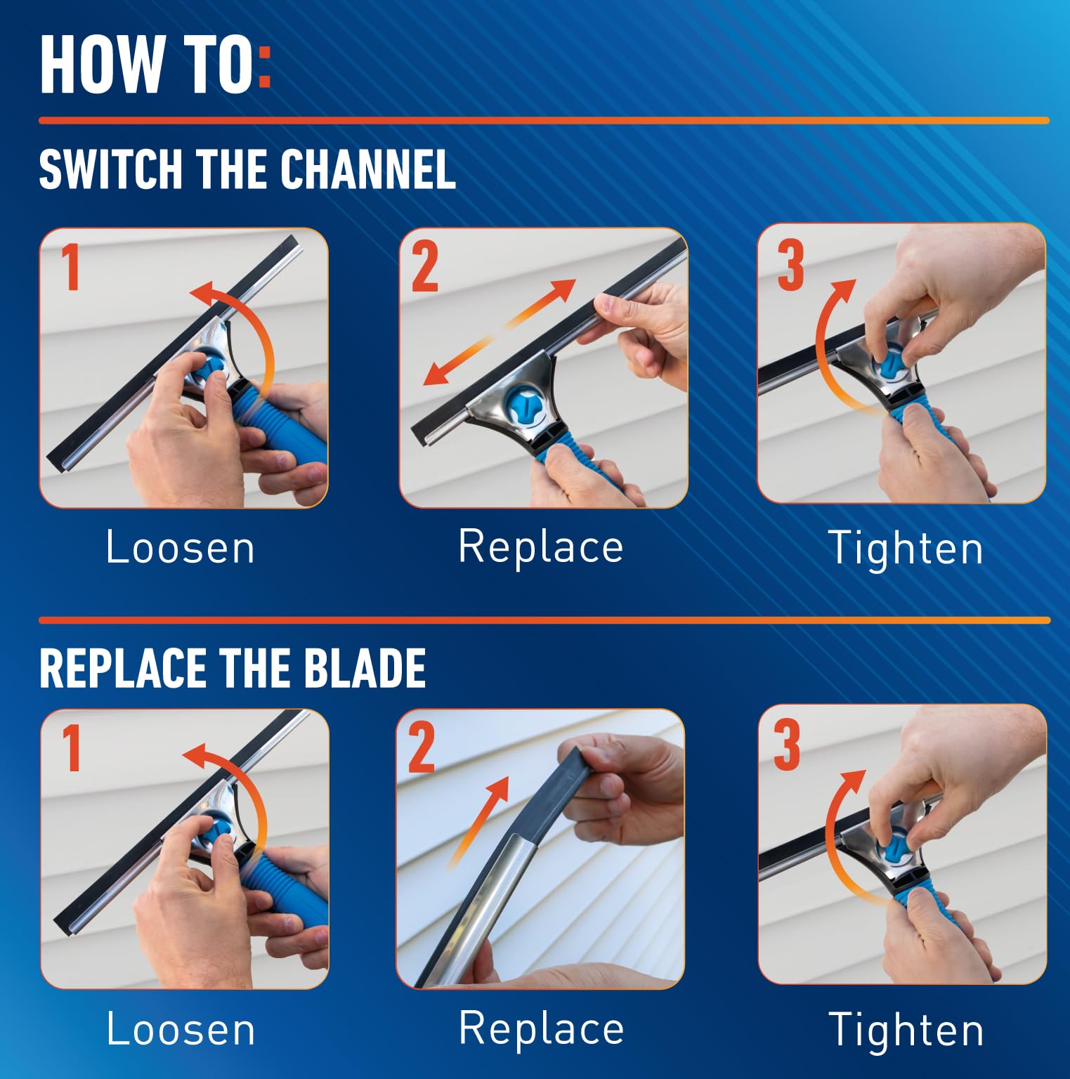 Unger Professional 18” EZ Change Window & Glass Cleaning Squeegee - Streak Free Results, Clean Large and Small Windows, with 12” Channel 🍁 All In One Marketplace Canada