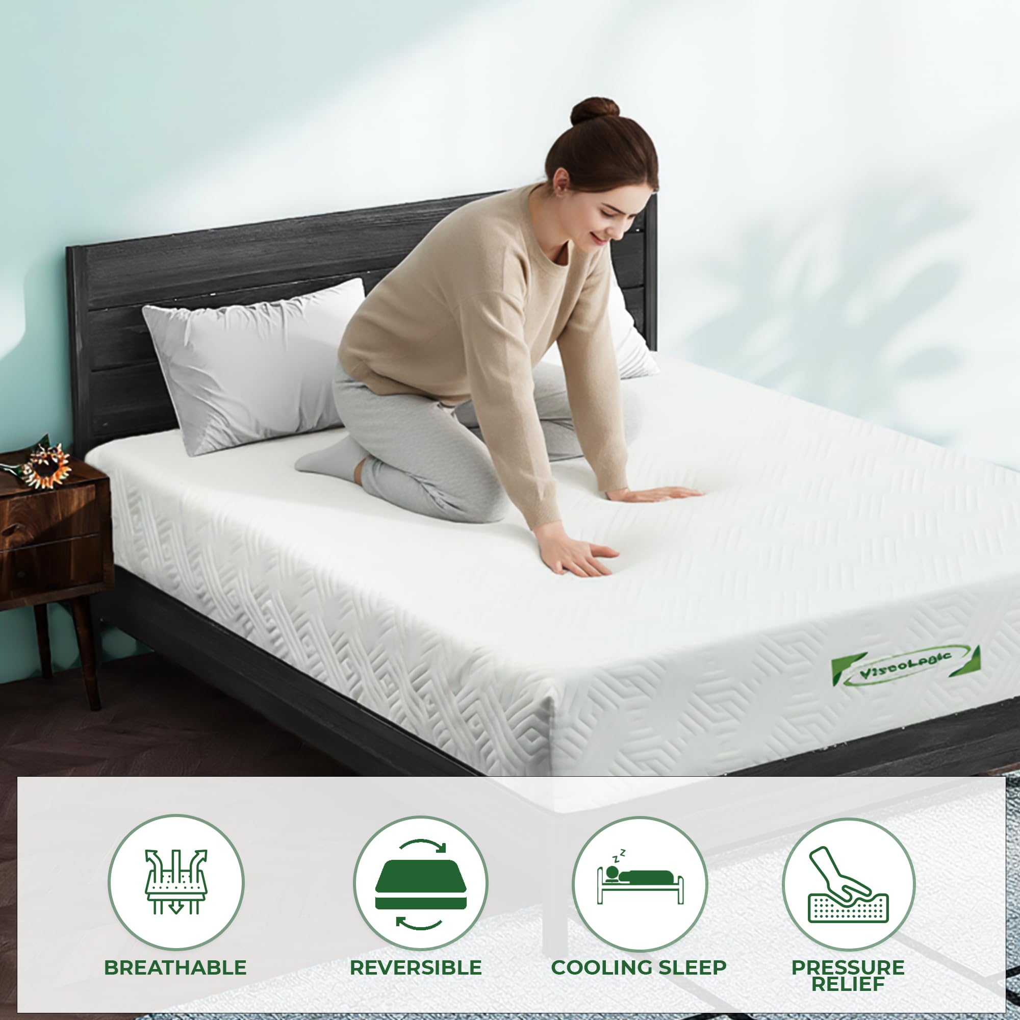 ViscoLogic Made in Canada 6 Inch Twin Mattress, Cool Gel Infused Foam, Medium Firm Support & Pressure Relief, Mattress in a Box, CertiPUR-US®, Twin Size 🍁 All In One Marketplace Canada