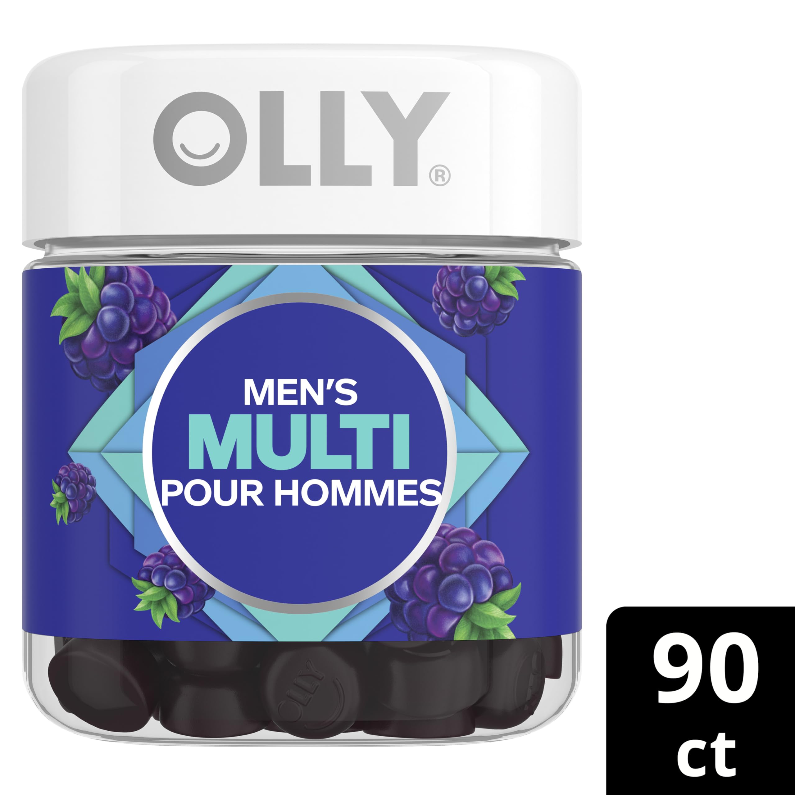 OLLY Men's Multi Gummy Supplement with no artificial flavours and colours Blackberry Blitz multivitamin to help support men's health 45 day supply 90 gummies 🍁 All In One Marketplace Canada
