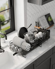 Kitsure Large Dish Drying Rack - Extendable Stainless Steel, Anti-Rust Kitchen Counter Rack with Cutlery & Cup Holders, 67.8 x 32.8 x 15.0cm, Black 🍁 All In One Marketplace Canada