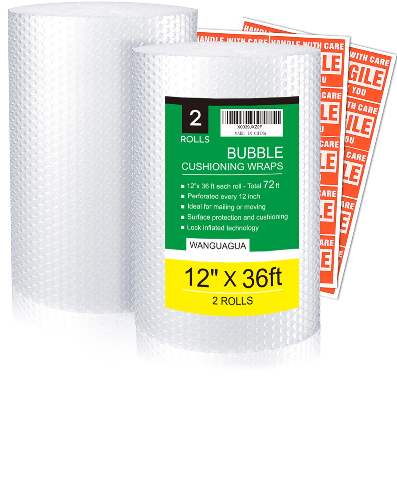 wanguagua 2 Pack 12 Inch x 72 ft Total Bubble Packing Wrap for Moving Boxes Shipping Cushioning Supplies Perforated Every 12” 🍁 All In One Marketplace Canada