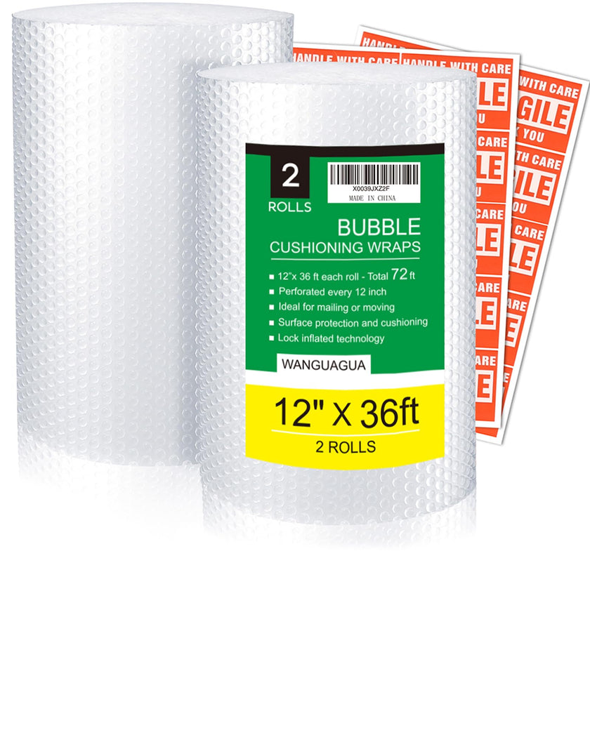 wanguagua 2 Pack 12 Inch x 72 ft Total Bubble Packing Wrap for Moving Boxes Shipping Cushioning Supplies Perforated Every 12” 🍁 All In One Marketplace Canada