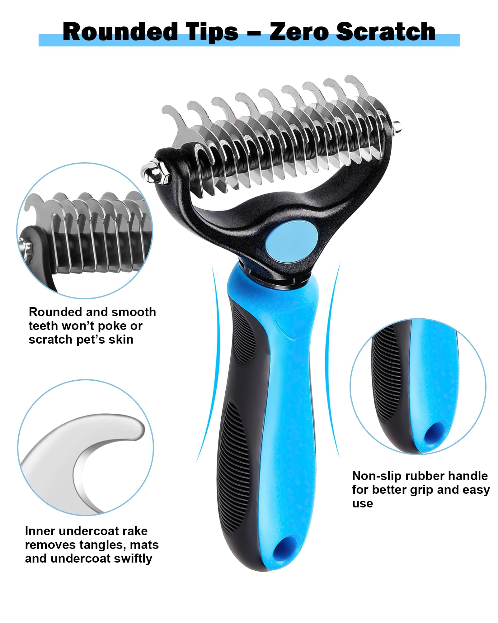 Dog and Cat Brush for Shedding and Dematting - Deshedding Undercoat Rake for Long Haired Dogs and Cats, Double Sided Pet Grooming Brush with Steel Comb, Blue 🍁 All In One Marketplace Canada