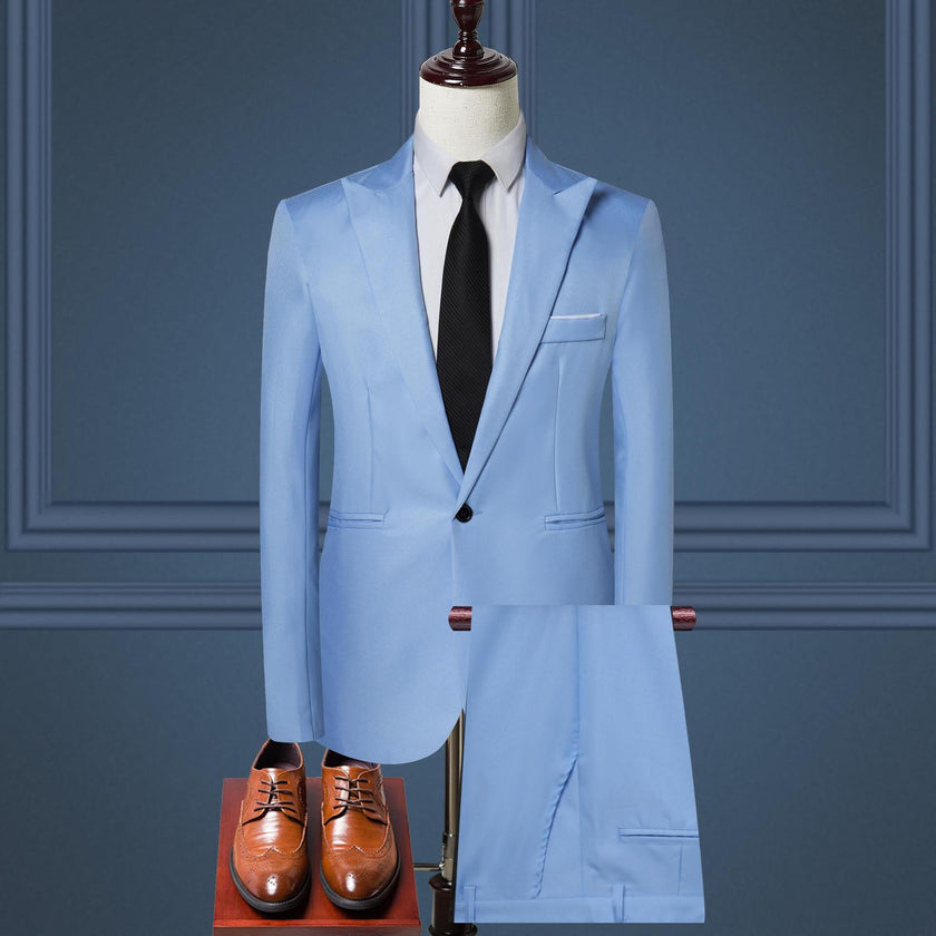 Men's Solid Color Leisure Suit Two-Piece Set – Jacket & Pants (M–5XL, 8 Colors)