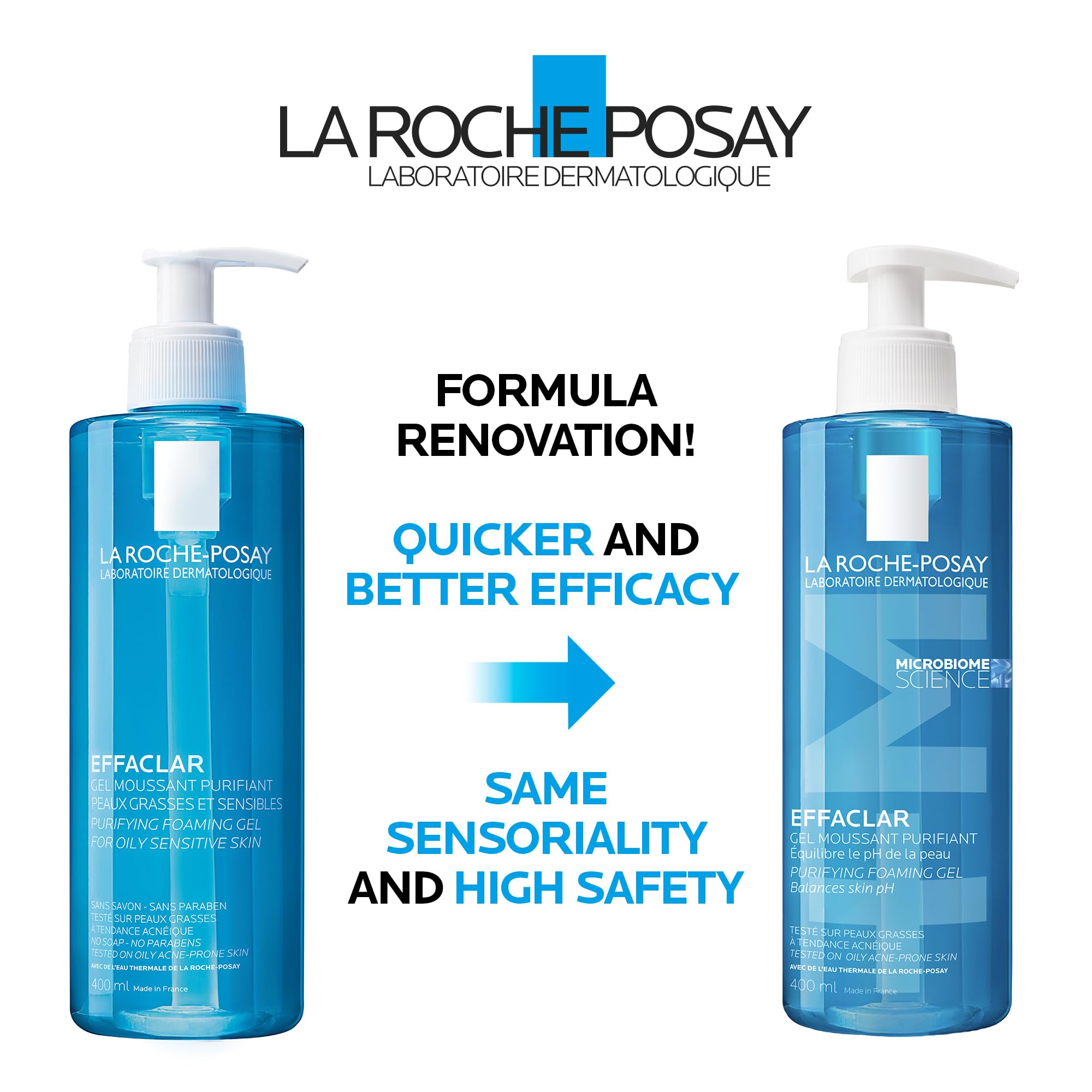 La Roche Posay Face Wash Gel Cleanser, Effaclar Gentle Purifying Foaming Gel for Oily and Sensitive Acne-Prone Skin. Alcohol-free, Soap-Free, Paraben-free, Non-Comedogenic, 400mL 🍁 All In One Marketplace Canada