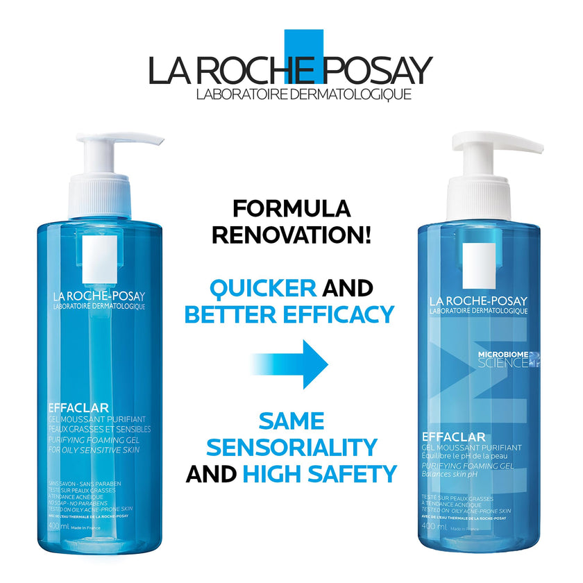 La Roche Posay Face Wash Gel Cleanser, Effaclar Gentle Purifying Foaming Gel for Oily and Sensitive Acne-Prone Skin. Alcohol-free, Soap-Free, Paraben-free, Non-Comedogenic, 400mL 🍁 All In One Marketplace Canada