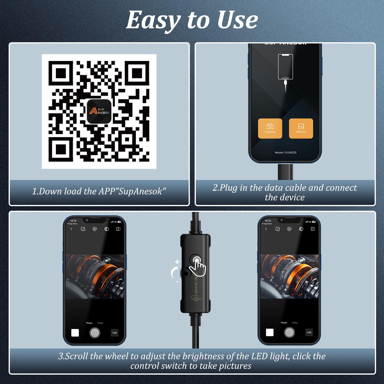 Endoscope Camera with Light, Ennovor 1920P HD, Endoscope Inspection with 8 Adjustable LED Lights, Borescope with Flexible Rigid Snake Camera, IP67 Waterproof and No WiFi Required, for Android iOS 🍁 All In One Marketplace Canada