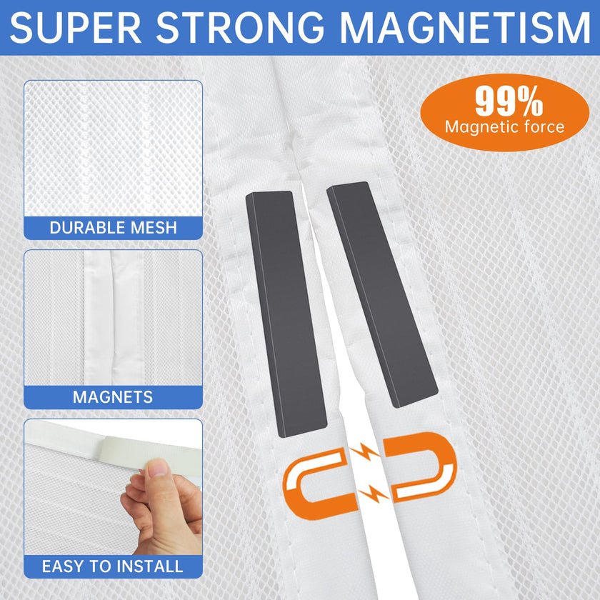 White Magnetic Screen Door Fits Door Size 32x80in Screen Size 34x82in Heavy Duty Mesh Full Frame With Magic Tape 🍁 All In One Marketplace Canada