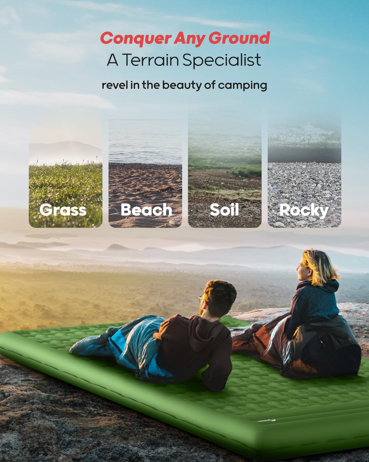 QPAU Camping Sleeping Pad, 2 Person Camping Mat, Enhanced Support for Healthy, with Built-in Foot Pump, 4.7 Inch Durable Sleeping Mattress for Camping, Hiking and Home (Pine Green) 🍁 All In One Marketplace Canada