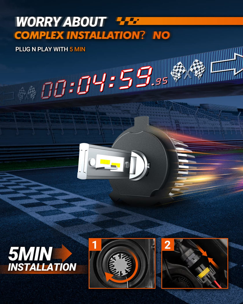 SEALIGHT 9003 H4 HB2 LED Headlight Bulbs, 45000 Lumens Super Bright LED Bulbs, 6000K Super Bright White Halogen Replacement Bulbs, Quick Installation, Pack of 2 🍁 All In One Marketplace Canada