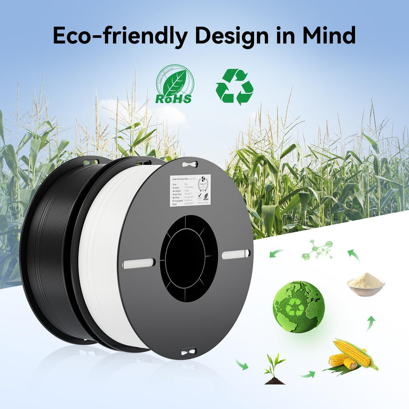 Filament 1.75mm 2 Packs for 3D Printing, Cost-Effective Ender PLA Filament 3D Printers, No-Tangling, Strong Bonding and Overhang Performance Dimensional Accuracy +/-0.02mm, White & Black 🍁 All In One Marketplace Canada