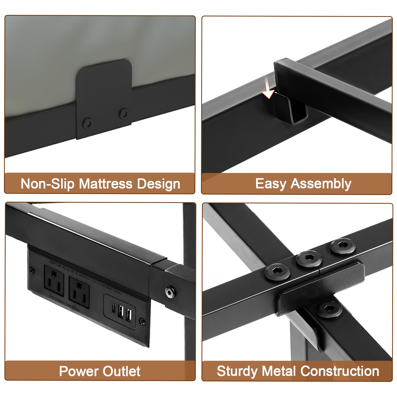 LOAKEKEL Queen Bed Frame, with USB Charging Station, Floating Bed Frame Queen Size with Smart LED Lights, Metal Platform Bed, Heavy Duty Steel Slat, No Box Spring Needed, Easy Assembly, HBF150BK 🍁 All In One Marketplace Canada