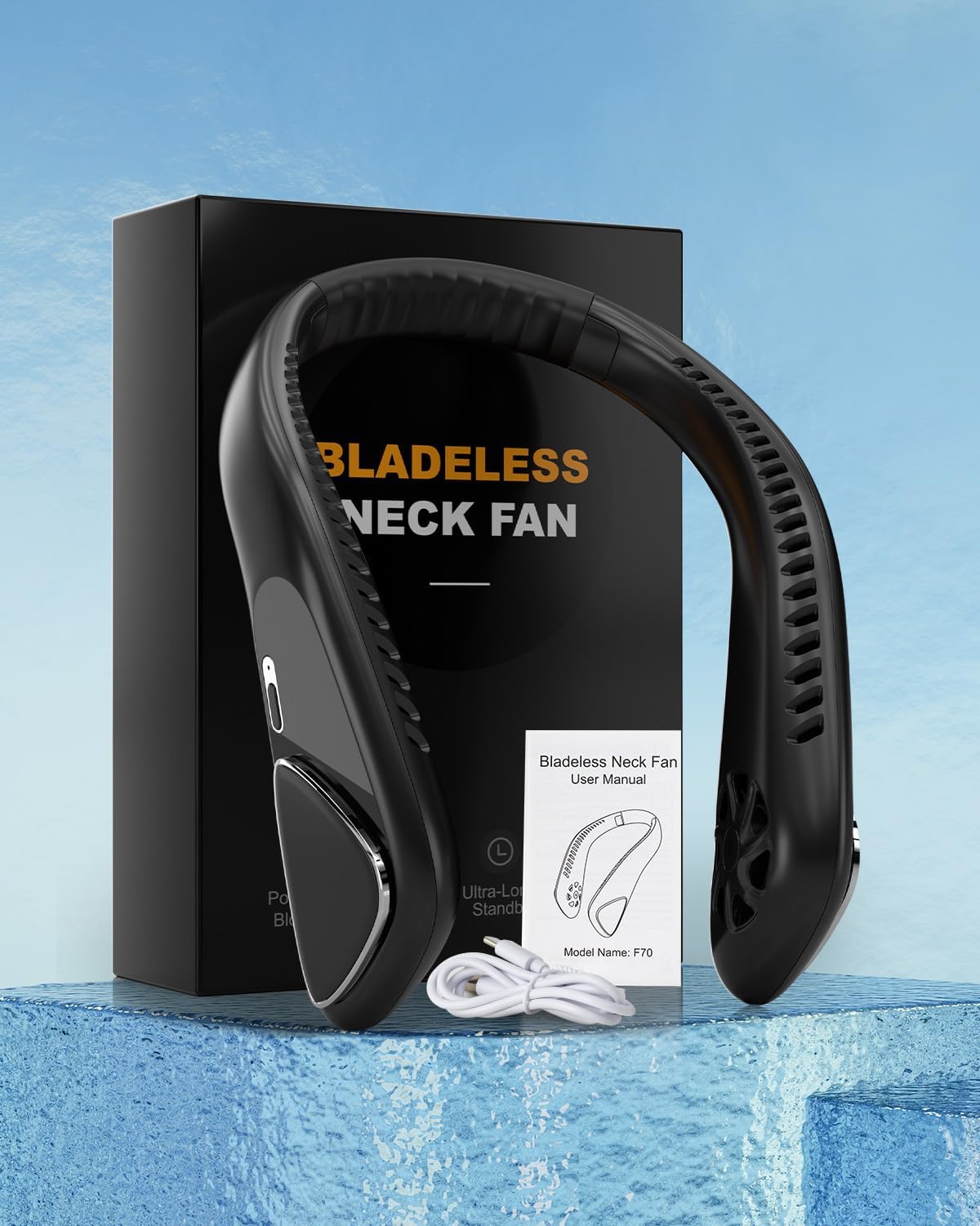 Personal Neck Fan, 6000mAh Neck Fans Portable Rechargable Battery Operated Wearable Bladeless Neck Fan-3 Speeds (Classic Black) 🍁 All In One Marketplace Canada