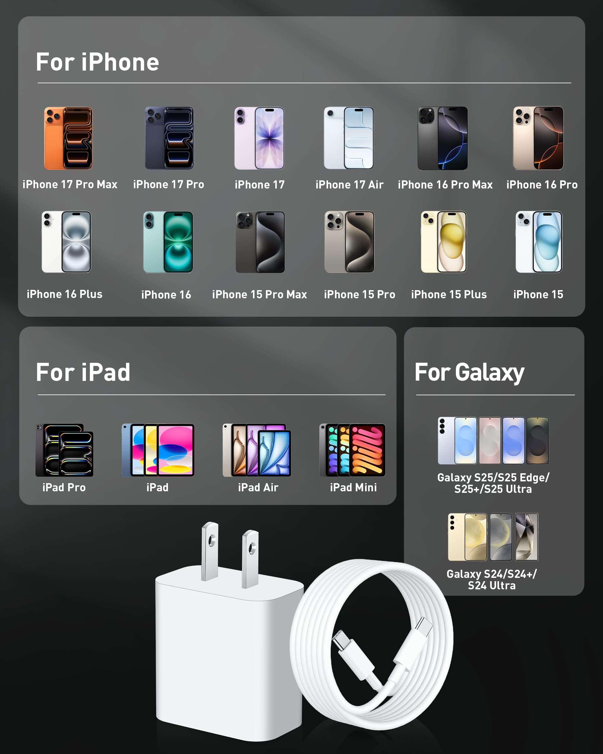 iPhone 17 16 Pro Max Charger Fast Charging, 2 Pack 40W USB C Charger Block 🍁 All In One Marketplace Canada