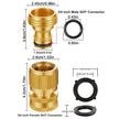 Garden Hose Quick Connectors, Solid Brass 3/4 inch GHT Thread Easy Connect Fittings No-Leak Water Hose Male Female Value Pack (5 Set) with 10pcs Extra Rubber 🍁 All In One Marketplace Canada